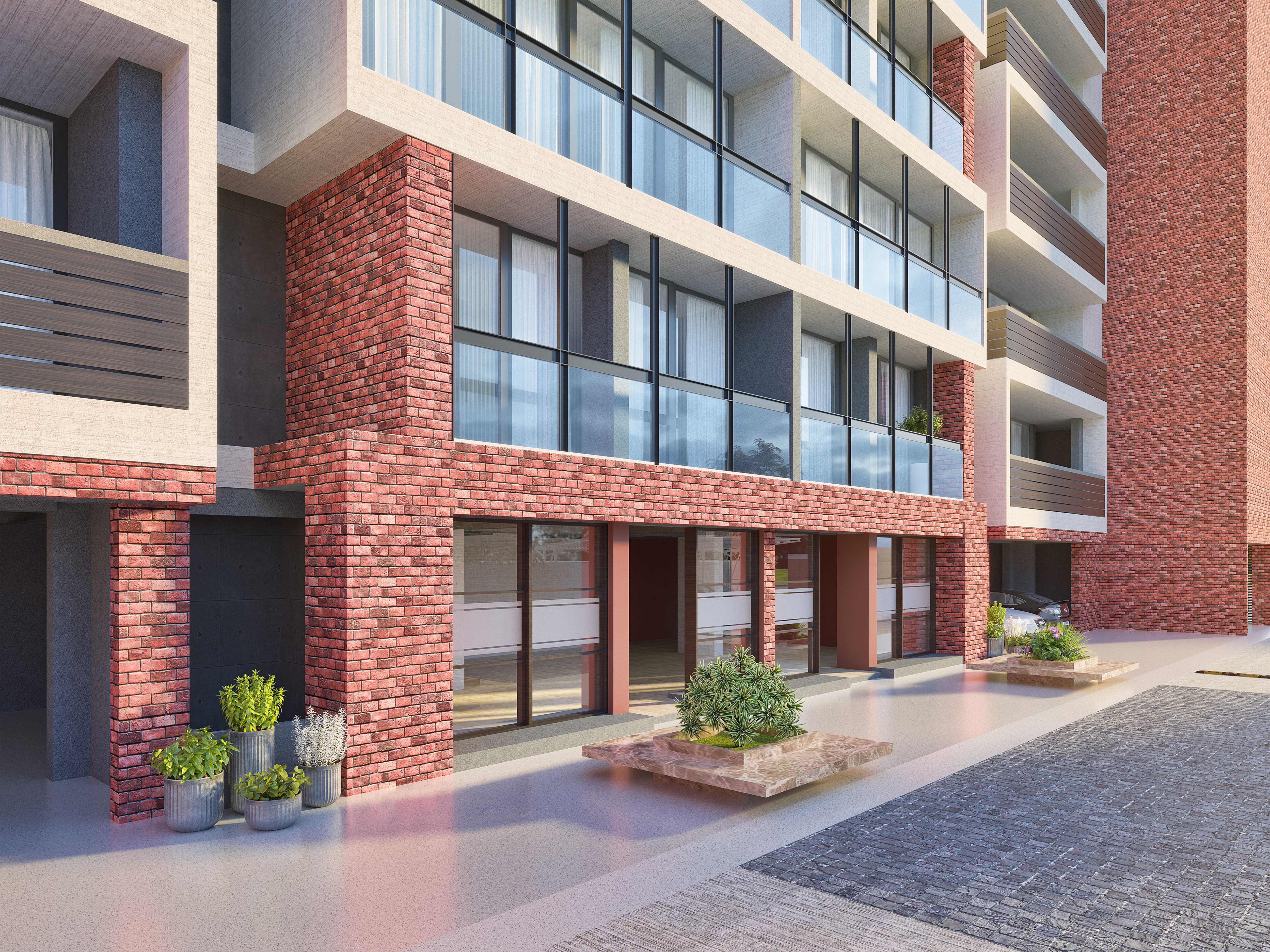 Modern Multi-Story Residential Complex - Exterior Visualization